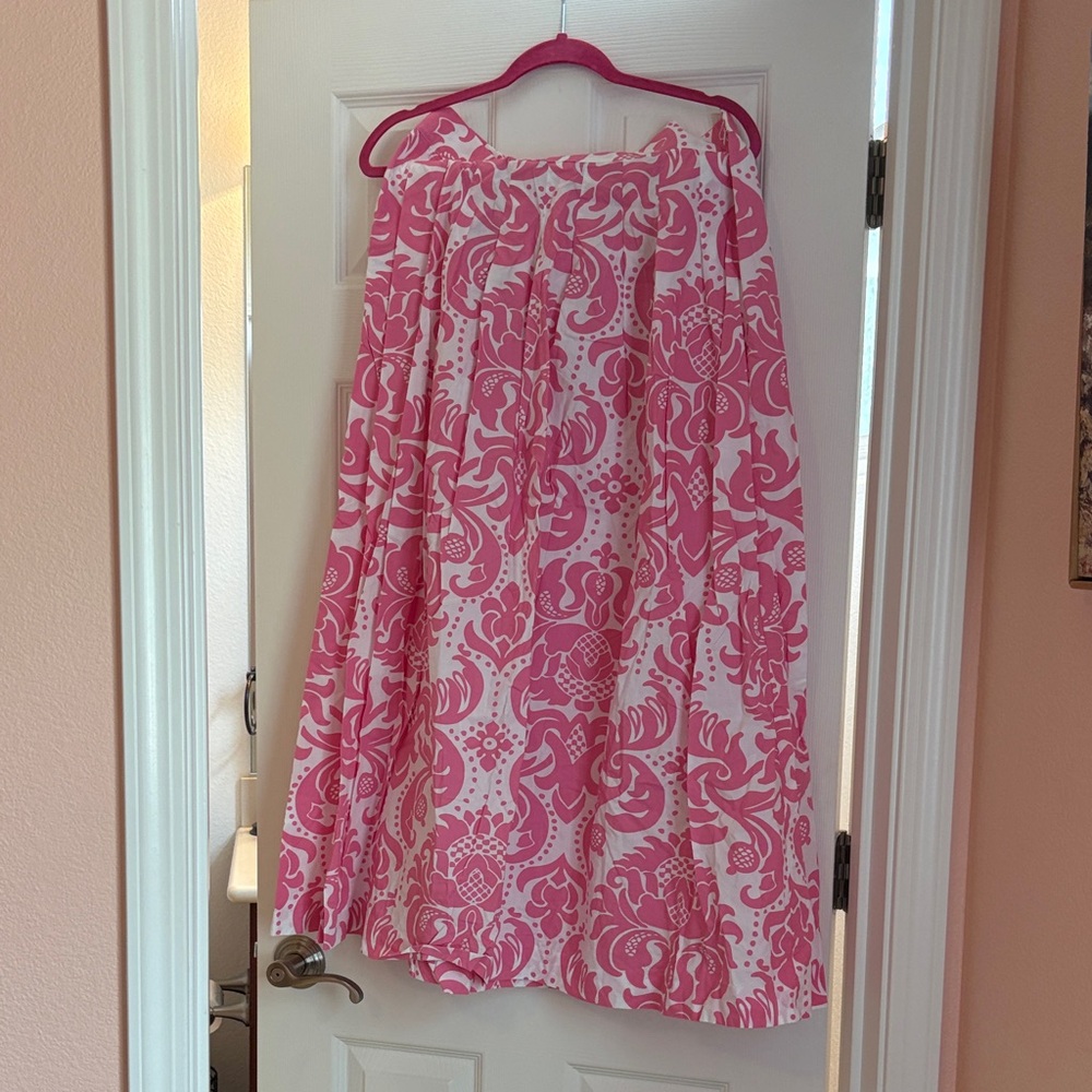 Talbots Pink and White A-Line Floral Print Skirt